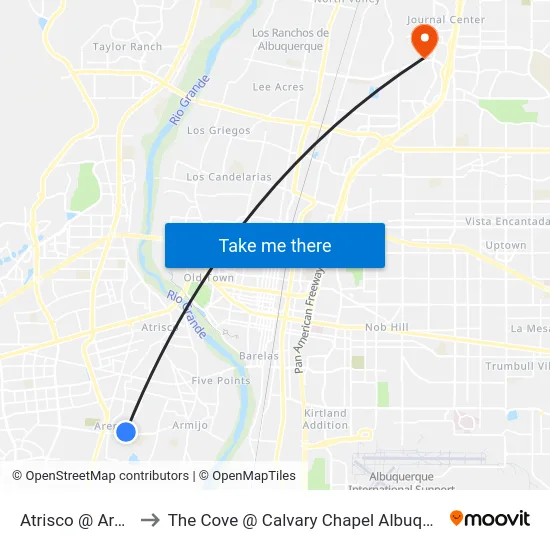 Atrisco @ Arenal to The Cove @ Calvary Chapel Albuquerque map