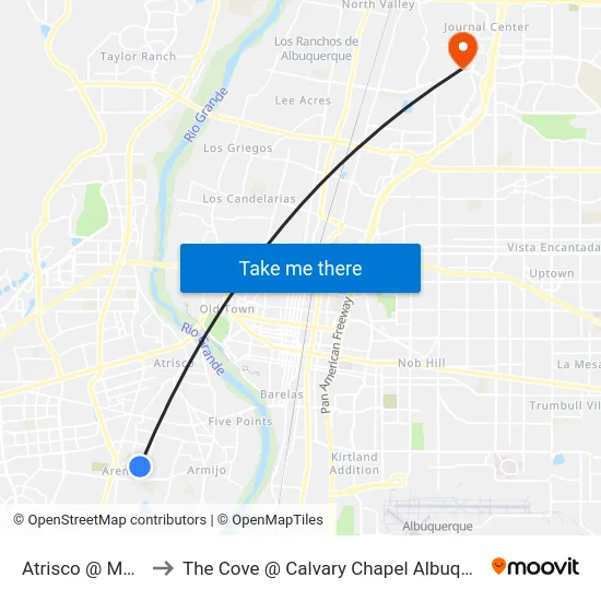 Atrisco @ Mares to The Cove @ Calvary Chapel Albuquerque map