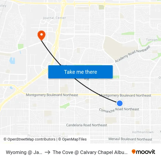 Wyoming @ James to The Cove @ Calvary Chapel Albuquerque map