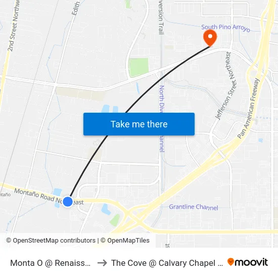 Monta O @ Renaissance Loop to The Cove @ Calvary Chapel Albuquerque map