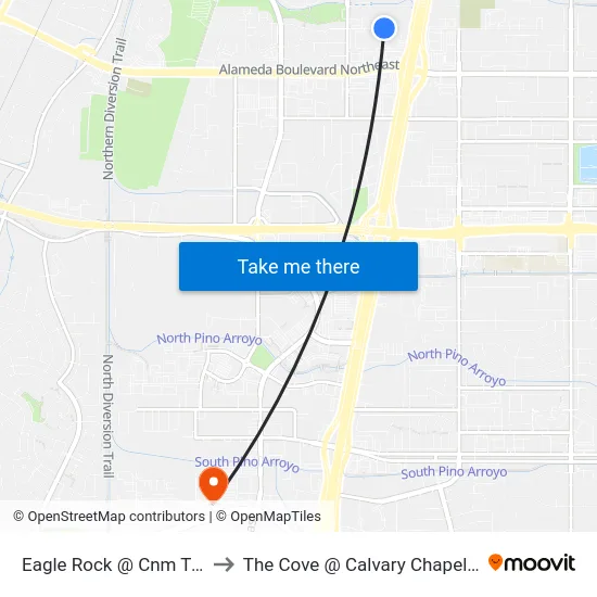 Eagle Rock @ Cnm Training Ctr. to The Cove @ Calvary Chapel Albuquerque map