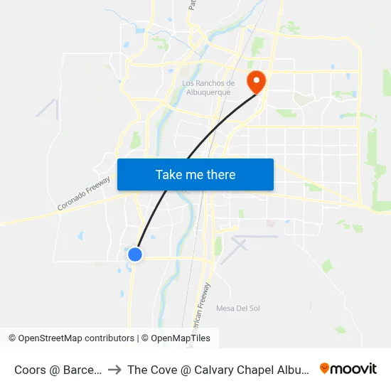 Coors @ Barcelona to The Cove @ Calvary Chapel Albuquerque map