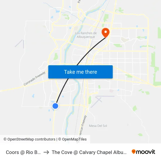 Coors @ Rio Bravo to The Cove @ Calvary Chapel Albuquerque map