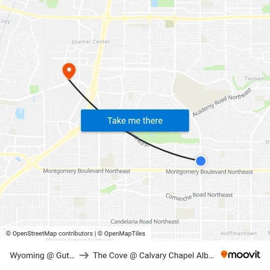 Wyoming @ Gutierrez to The Cove @ Calvary Chapel Albuquerque map
