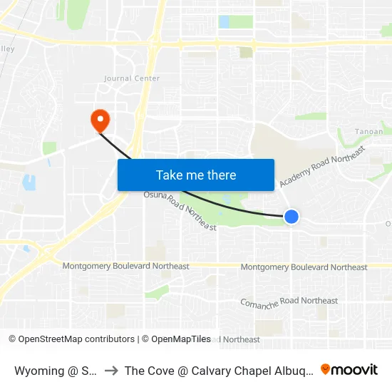 Wyoming @ Spain to The Cove @ Calvary Chapel Albuquerque map
