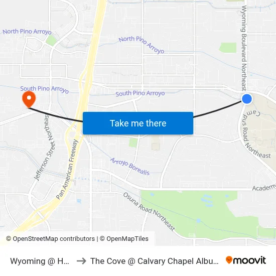 Wyoming @ Harper to The Cove @ Calvary Chapel Albuquerque map