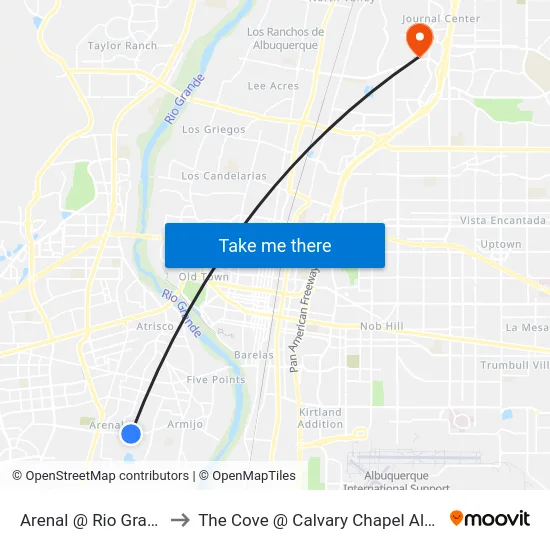 Arenal @ Rio Grande Hs to The Cove @ Calvary Chapel Albuquerque map