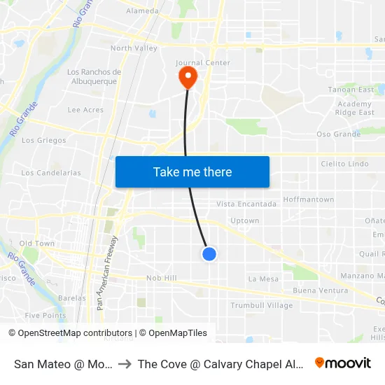 San Mateo @ Mountain to The Cove @ Calvary Chapel Albuquerque map