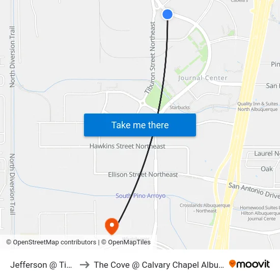 Jefferson @ Tiburon to The Cove @ Calvary Chapel Albuquerque map