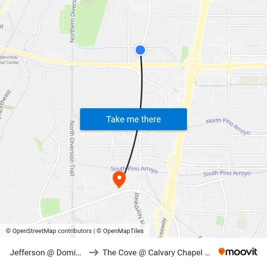 Jefferson @ Domingo Baca to The Cove @ Calvary Chapel Albuquerque map