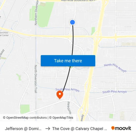 Jefferson @ Domingo Baca to The Cove @ Calvary Chapel Albuquerque map