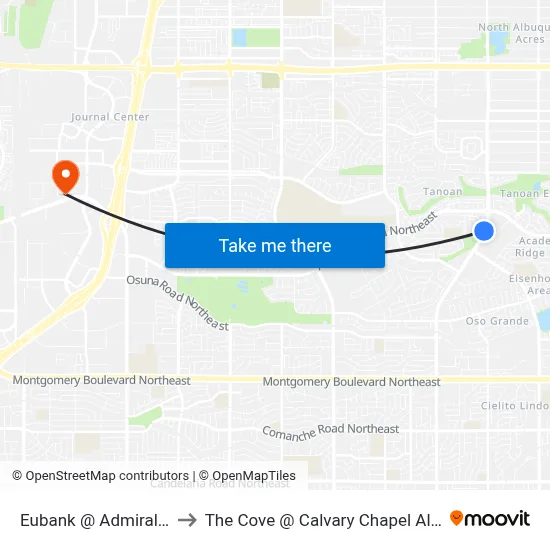 Eubank @ Admiral Halsey to The Cove @ Calvary Chapel Albuquerque map