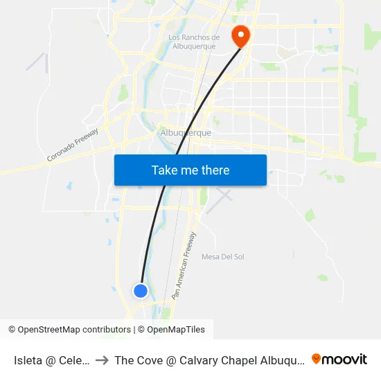Isleta @ Celeste to The Cove @ Calvary Chapel Albuquerque map