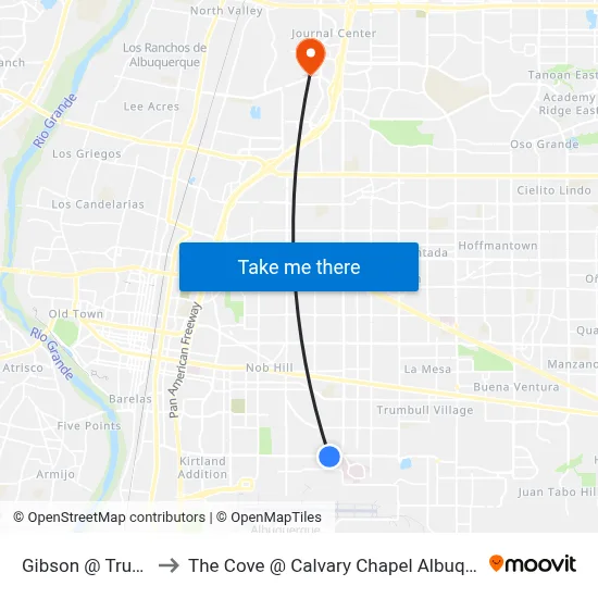 Gibson @ Truman to The Cove @ Calvary Chapel Albuquerque map
