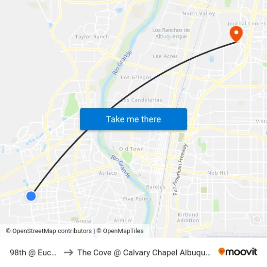98th @ Eucariz to The Cove @ Calvary Chapel Albuquerque map