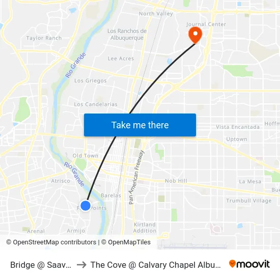 Bridge @ Saavedra to The Cove @ Calvary Chapel Albuquerque map