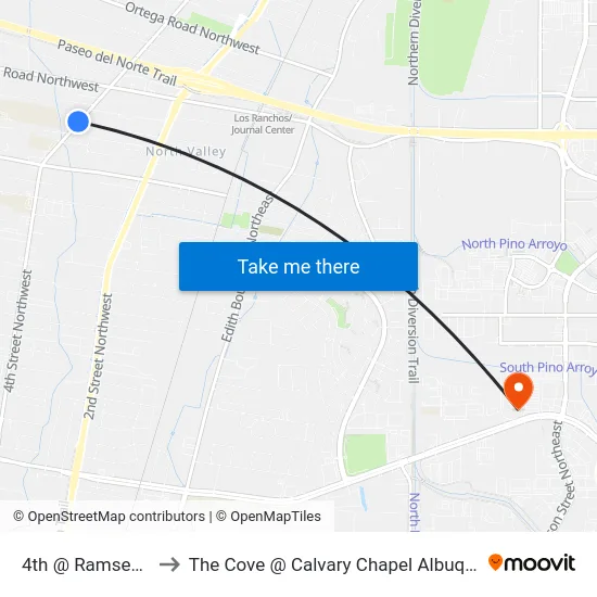 4th @ Ramsey Ln. to The Cove @ Calvary Chapel Albuquerque map