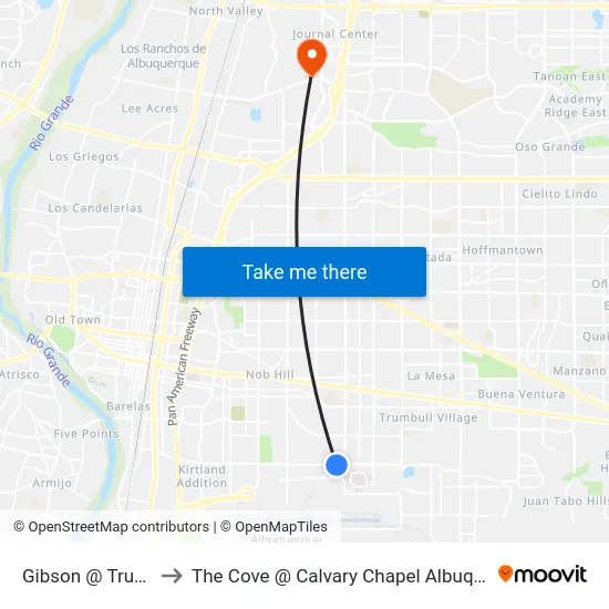 Gibson @ Truman to The Cove @ Calvary Chapel Albuquerque map