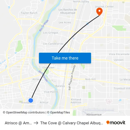 Atrisco @ Amalia to The Cove @ Calvary Chapel Albuquerque map