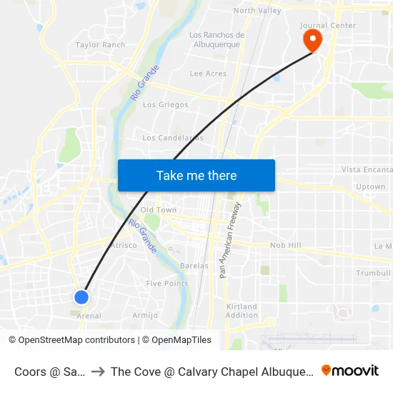 Coors @ Sage to The Cove @ Calvary Chapel Albuquerque map