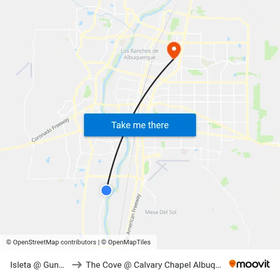 Isleta @ Gunclub to The Cove @ Calvary Chapel Albuquerque map