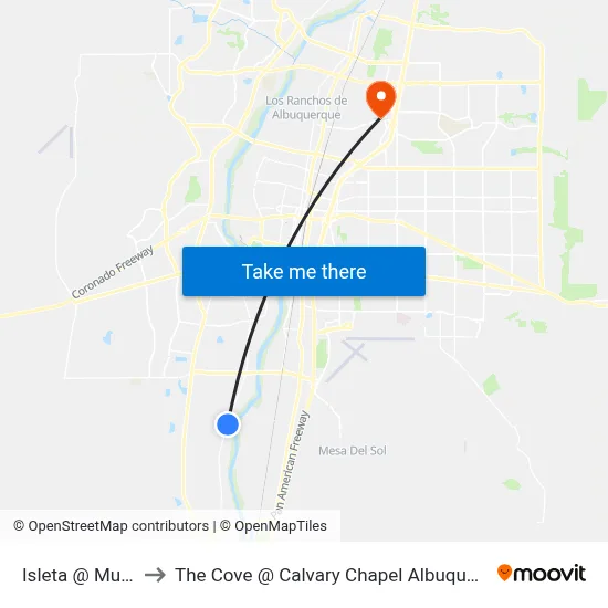Isleta @ Muniz to The Cove @ Calvary Chapel Albuquerque map