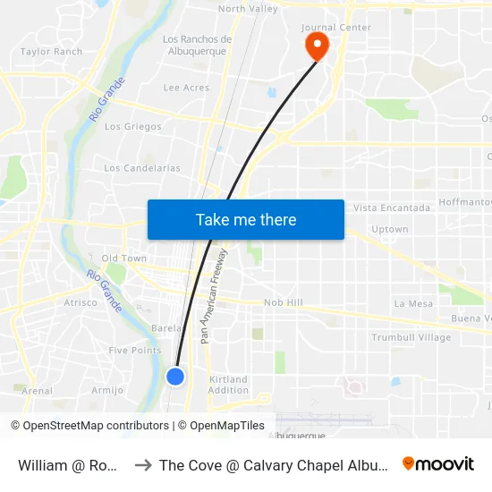 William @ Romana to The Cove @ Calvary Chapel Albuquerque map