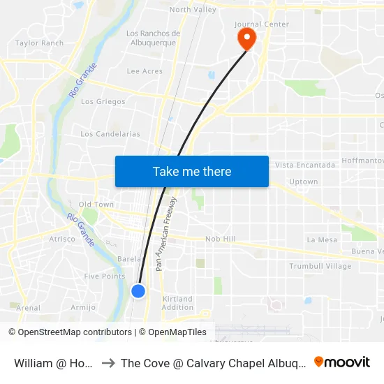 William @ Hosher to The Cove @ Calvary Chapel Albuquerque map