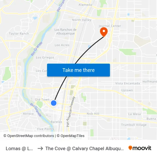 Lomas @ Luna to The Cove @ Calvary Chapel Albuquerque map