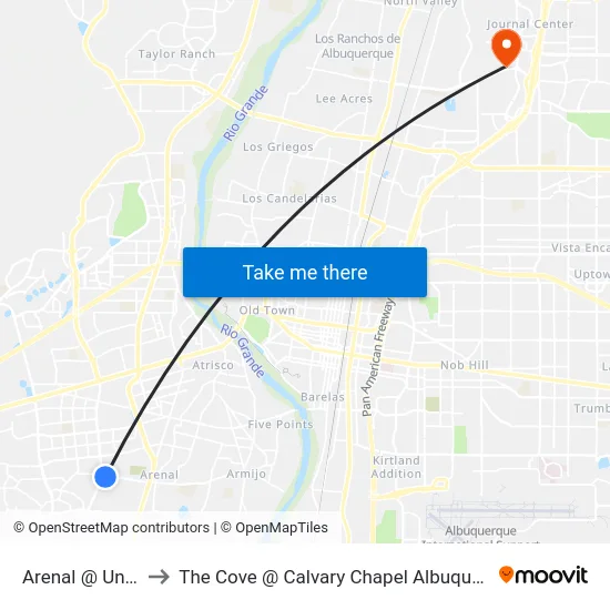 Arenal @ Unser to The Cove @ Calvary Chapel Albuquerque map
