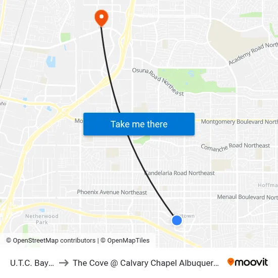 U.T.C. Bay C to The Cove @ Calvary Chapel Albuquerque map