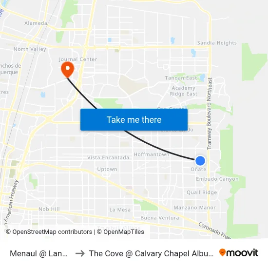 Menaul @ Landman to The Cove @ Calvary Chapel Albuquerque map