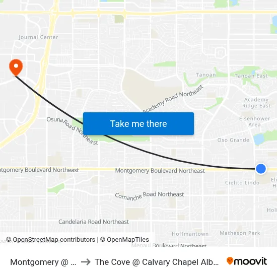 Montgomery @ Cairo to The Cove @ Calvary Chapel Albuquerque map