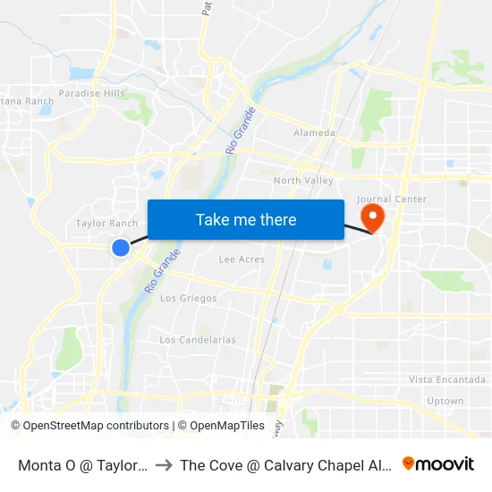 Monta O @ Taylor Ranch to The Cove @ Calvary Chapel Albuquerque map