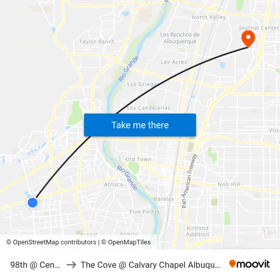 98th @ Central to The Cove @ Calvary Chapel Albuquerque map