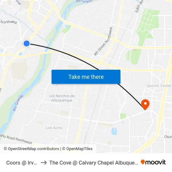 Coors @ Irving to The Cove @ Calvary Chapel Albuquerque map
