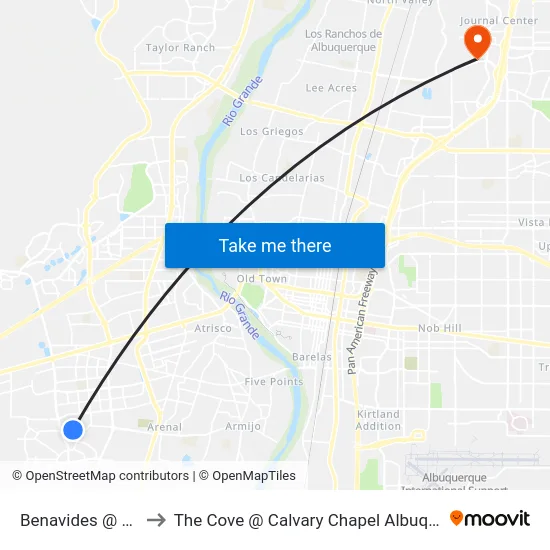 Benavides @ 94th to The Cove @ Calvary Chapel Albuquerque map