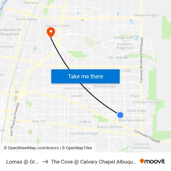Lomas @ Grace to The Cove @ Calvary Chapel Albuquerque map