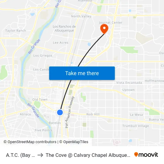 A.T.C.  (Bay H) to The Cove @ Calvary Chapel Albuquerque map