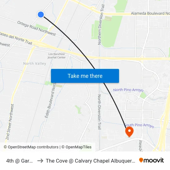 4th @ Garcia to The Cove @ Calvary Chapel Albuquerque map