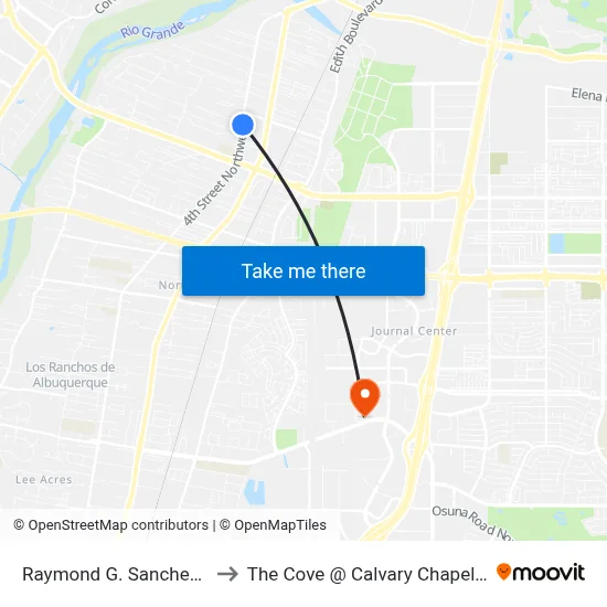 Raymond G. Sanchez C.C. (Pnr) to The Cove @ Calvary Chapel Albuquerque map