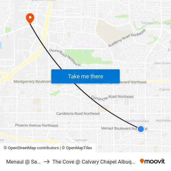 Menaul @ Salem to The Cove @ Calvary Chapel Albuquerque map