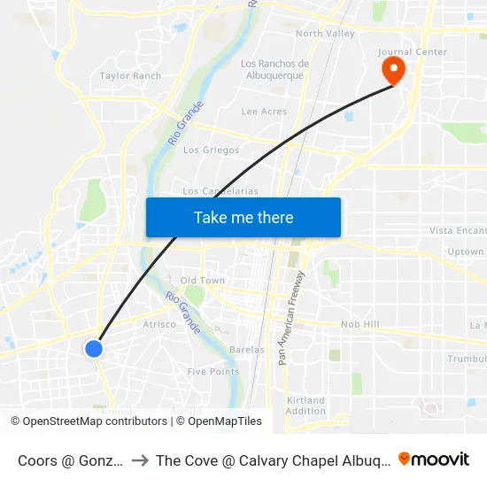 Coors @ Gonzales to The Cove @ Calvary Chapel Albuquerque map