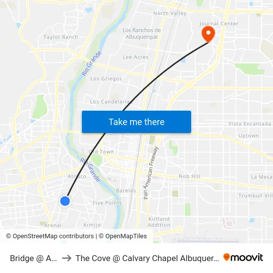 Bridge @ Abo to The Cove @ Calvary Chapel Albuquerque map