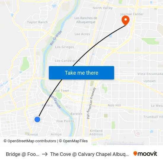 Bridge @ Foothill to The Cove @ Calvary Chapel Albuquerque map