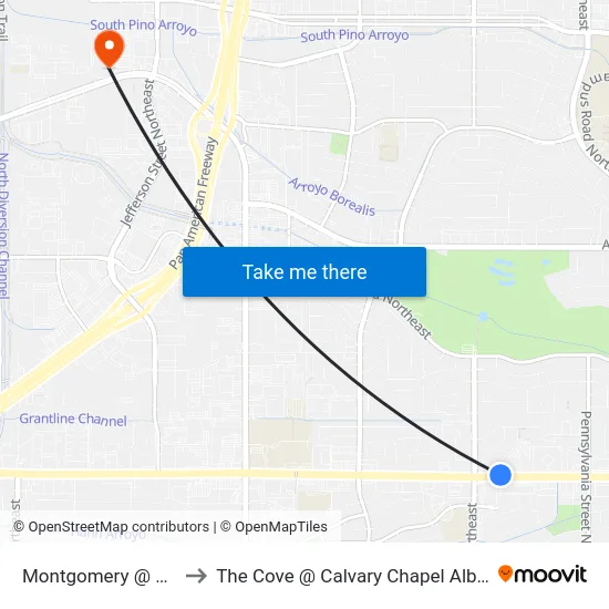 Montgomery @ Chama to The Cove @ Calvary Chapel Albuquerque map