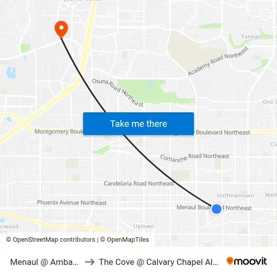 Menaul @ Ambassador to The Cove @ Calvary Chapel Albuquerque map
