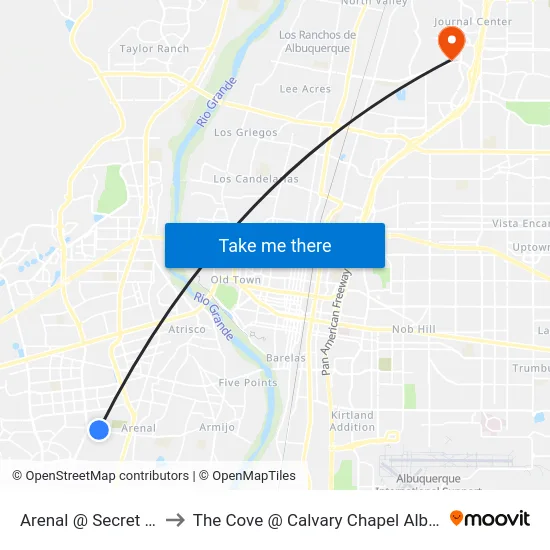 Arenal @ Secret Valley to The Cove @ Calvary Chapel Albuquerque map
