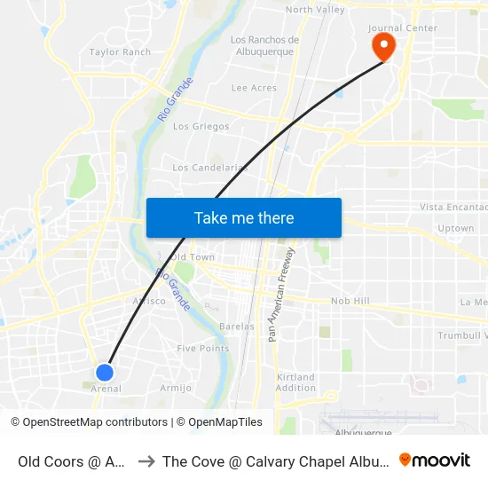 Old Coors @ Amalia to The Cove @ Calvary Chapel Albuquerque map