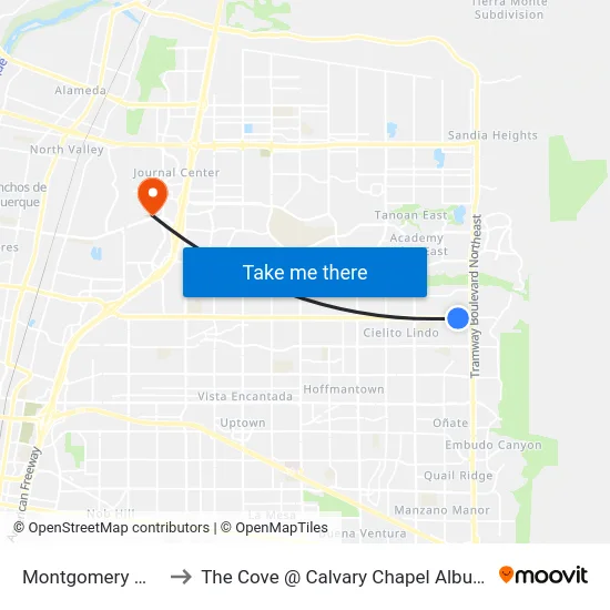 Montgomery @ Bali to The Cove @ Calvary Chapel Albuquerque map